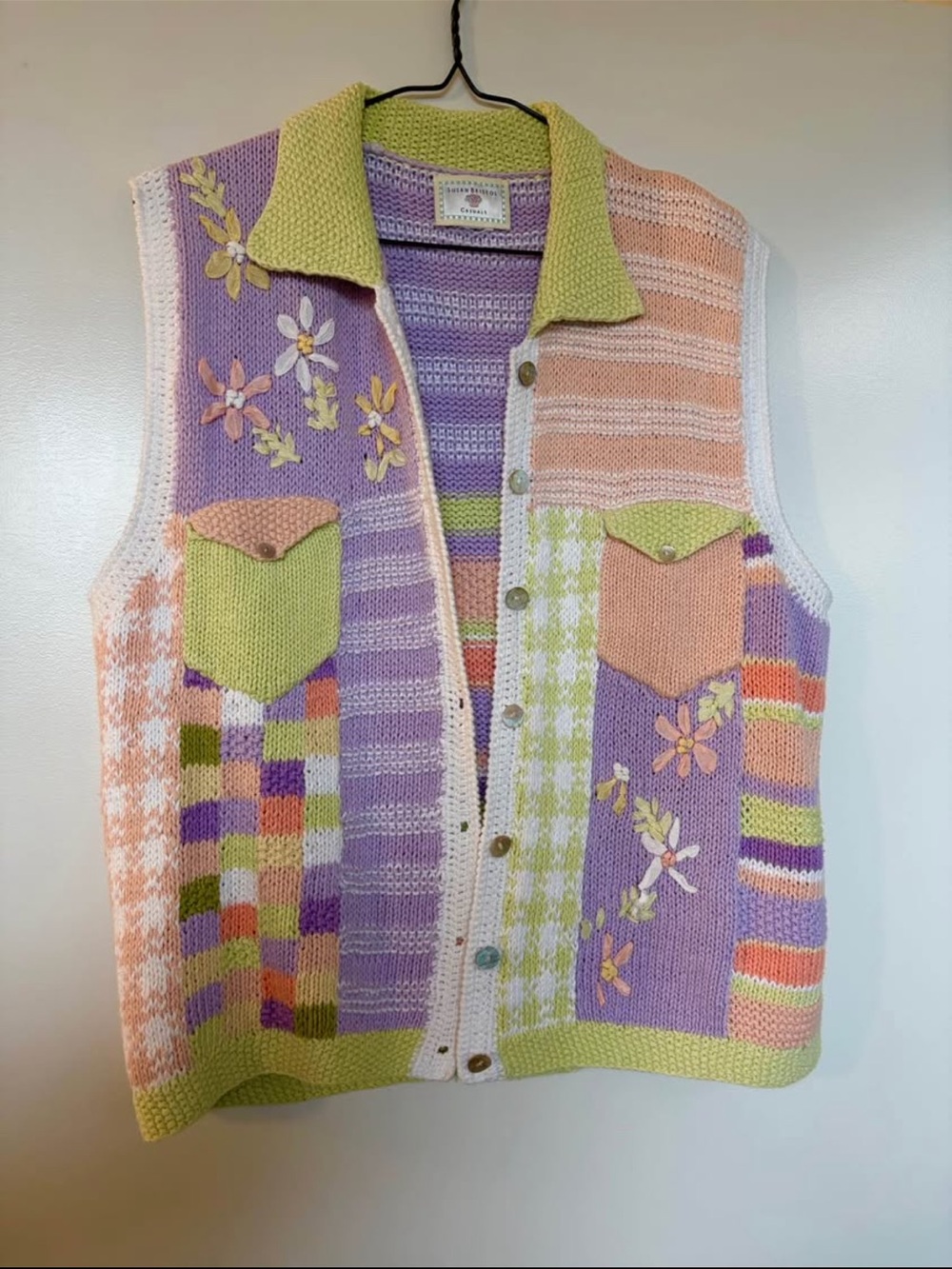 Susan Bristol Vintage Pastel Knit Vest